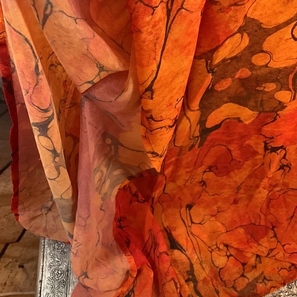 🚫SOLD🚫Soft Surroundings Orange Sheer Beaded Caftan or Swim Cover PL/PXL - Picture 6 of 9